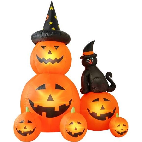 6 FT Halloween Inflatable Decorations Spooky Ghost Pumpkin Lighted and Witch's - Picture 4 of 7